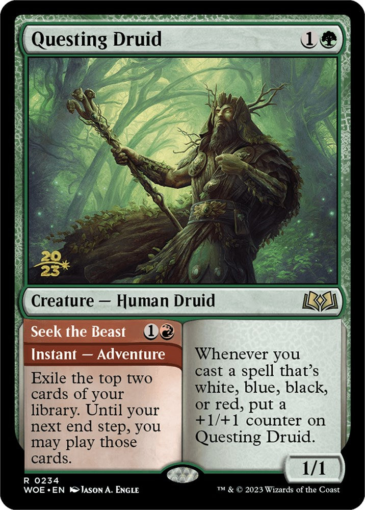 Questing Druid // Seek the Beast [Wilds of Eldraine Prerelease Promos] | Good Games Cannington