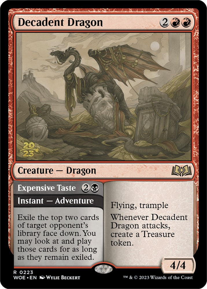 Decadent Dragon // Expensive Taste (Promo Pack) [Wilds of Eldraine Promos] | Good Games Cannington