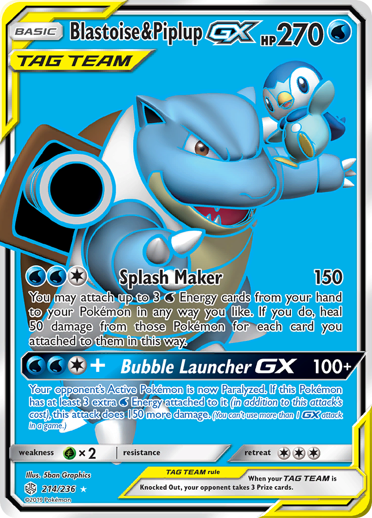 Blastoise & Piplup GX (214/236) [Sun & Moon: Cosmic Eclipse] | Good Games Cannington