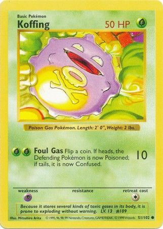 Koffing (51/102) [Base Set Shadowless Unlimited] | Good Games Cannington