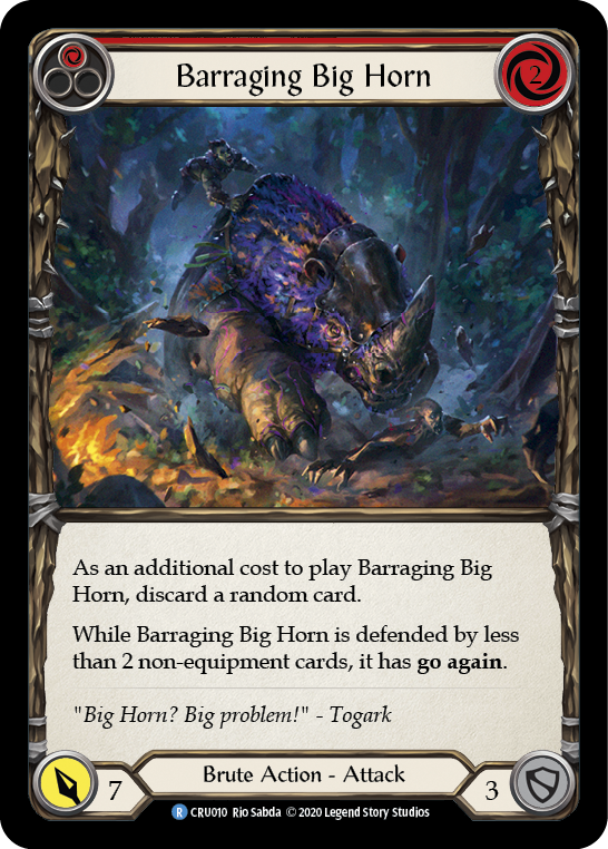 Barraging Big Horn (Red) [CRU010] 1st Edition Rainbow Foil | Good Games Cannington