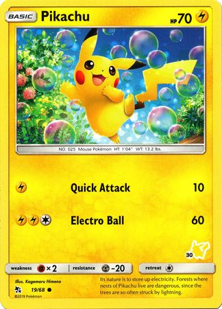 Pikachu (19/68) (Pikachu Stamp #30) [Battle Academy 2020] | Good Games Cannington