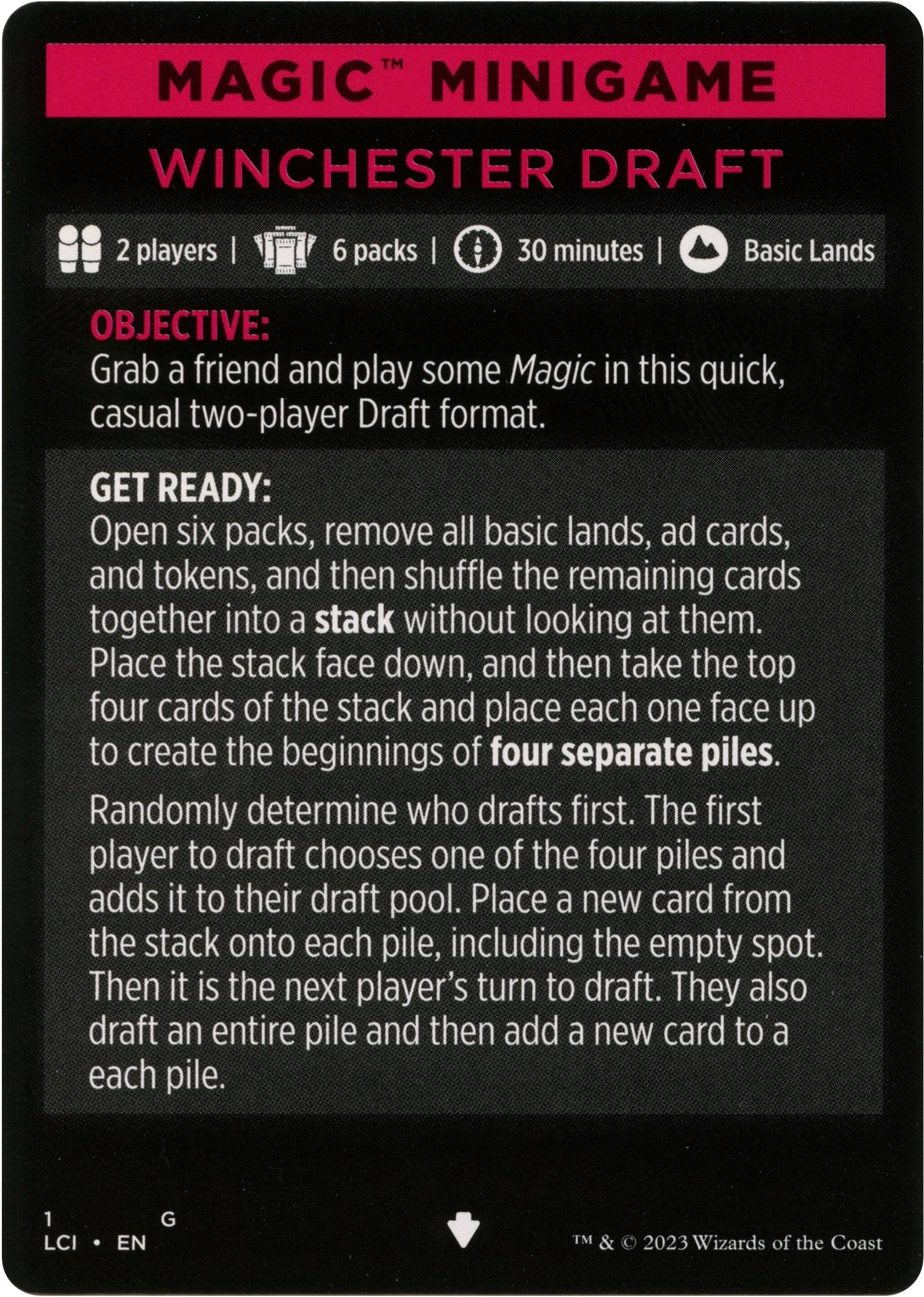 Winchester Draft (Magic Minigame) [The Lost Caverns of Ixalan Minigame] | Good Games Cannington