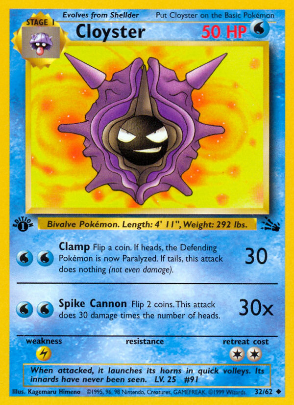 Cloyster (32/62) [Fossil 1st Edition] | Good Games Cannington