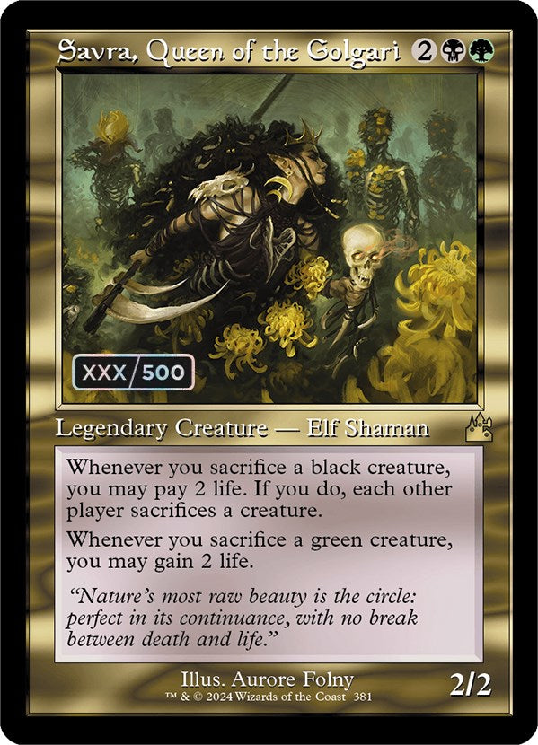 Savra, Queen of the Golgari (Retro) (Serialized) [Ravnica Remastered] | Good Games Cannington