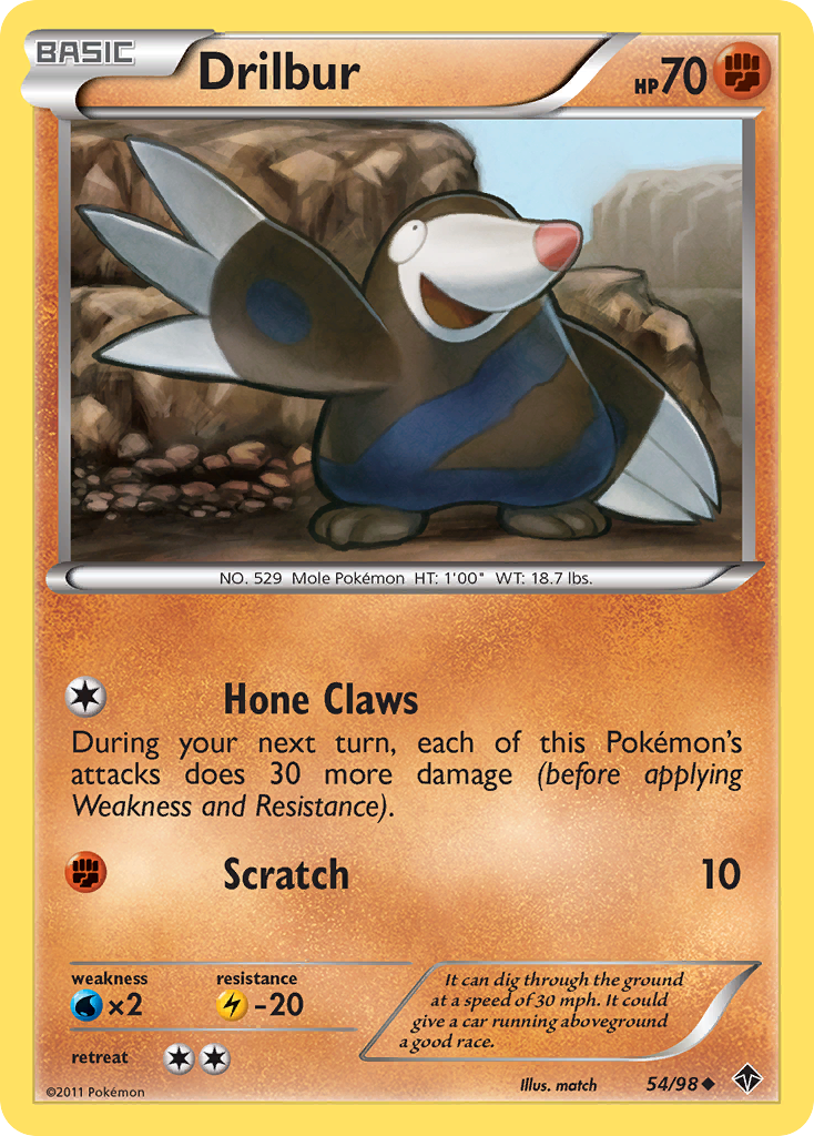 Drilbur (54/98) [Black & White: Emerging Powers] | Good Games Cannington