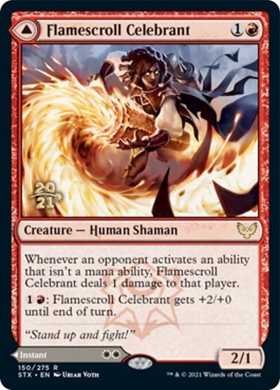 Flamescroll Celebrant // Revel in Silence [Strixhaven: School of Mages Prerelease Promos] | Good Games Cannington