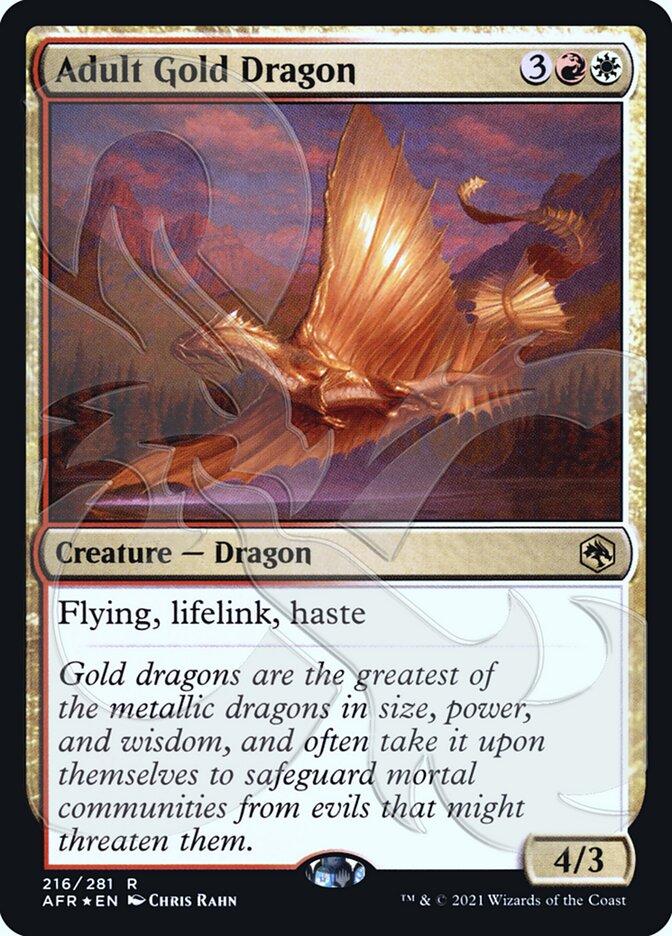 Adult Gold Dragon (Ampersand Promo) [Dungeons & Dragons: Adventures in the Forgotten Realms Promos] | Good Games Cannington