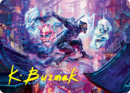 Thousand-Faced Shadow Art Card (Gold-Stamped Signature) [Kamigawa: Neon Dynasty Art Series] | Good Games Cannington