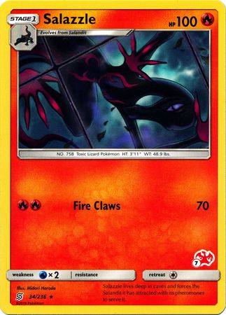 Salazzle (34/236) (Charizard Stamp #7) [Battle Academy 2020] | Good Games Cannington