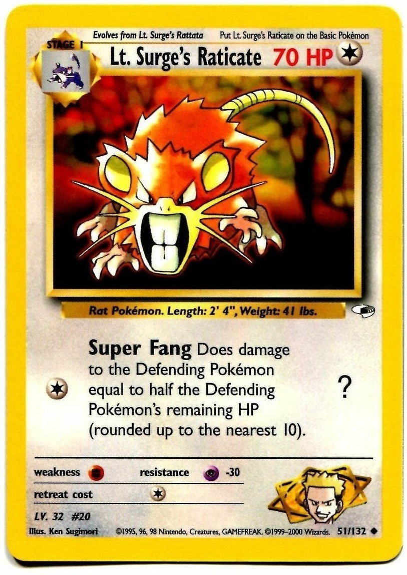 Lt. Surge's Raticate (51/132) [Gym Heroes Unlimited] | Good Games Cannington