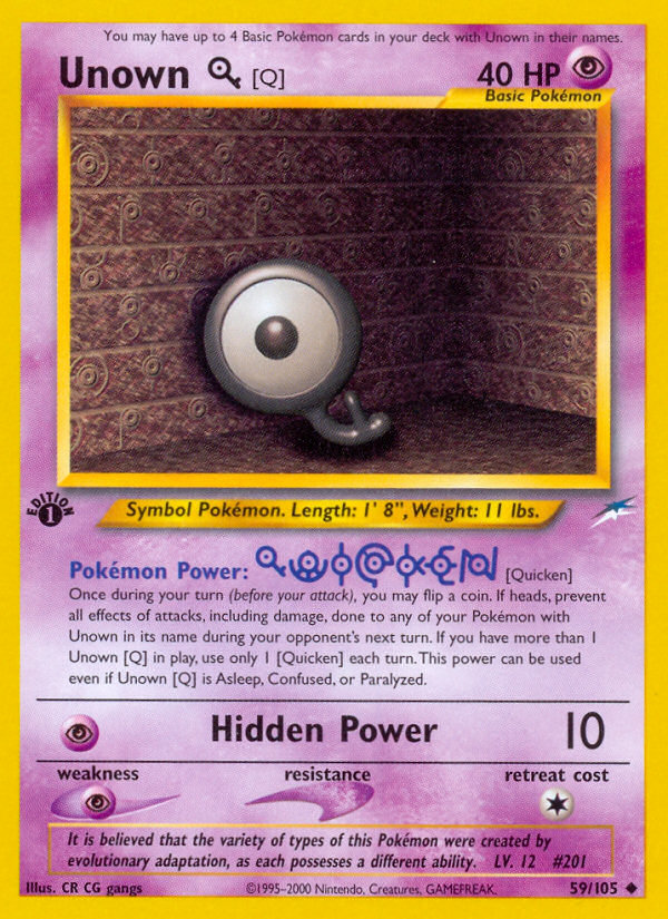 Unown [Q] (59/105) [Neo Destiny 1st Edition] | Good Games Cannington