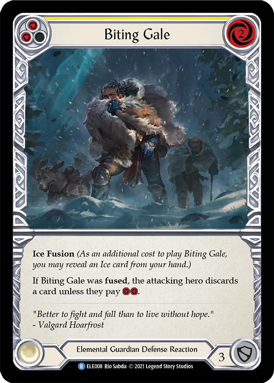 Biting Gale (Yellow) [ELE008] (Tales of Aria)  1st Edition Rainbow Foil | Good Games Cannington