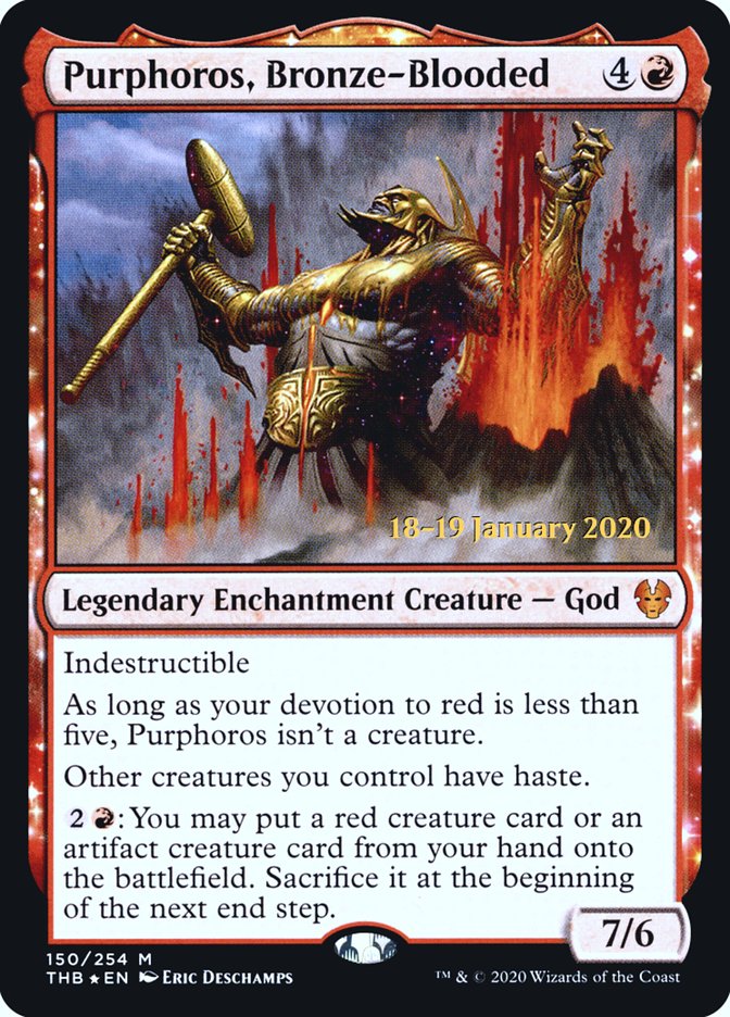 Purphoros, Bronze-Blooded [Theros Beyond Death Prerelease Promos] | Good Games Cannington