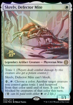 Skrelv, Defector Mite [Phyrexia: All Will Be One Prerelease Promos] | Good Games Cannington