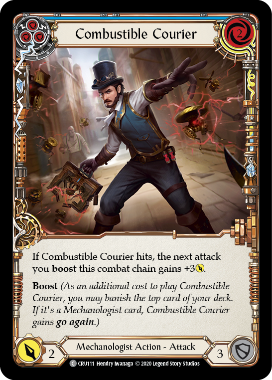 Combustible Courier (Blue) [CRU111] 1st Edition Normal | Good Games Cannington