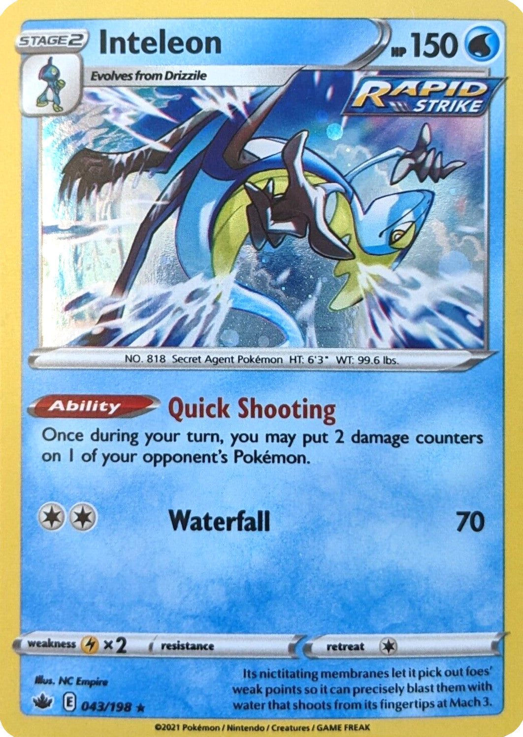 Inteleon (043/198) (Cosmos Holo) [Sword & Shield: Chilling Reign] | Good Games Cannington