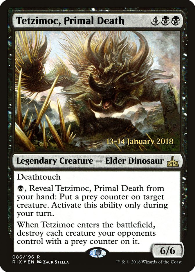 Tetzimoc, Primal Death [Rivals of Ixalan Prerelease Promos] | Good Games Cannington