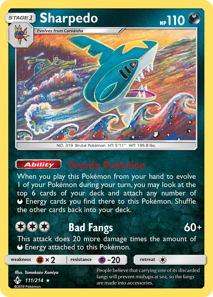 Sharpedo (111/214) [Sun & Moon: Unbroken Bonds] | Good Games Cannington