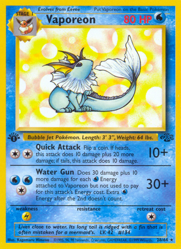 Vaporeon (28/64) [Jungle 1st Edition] | Good Games Cannington