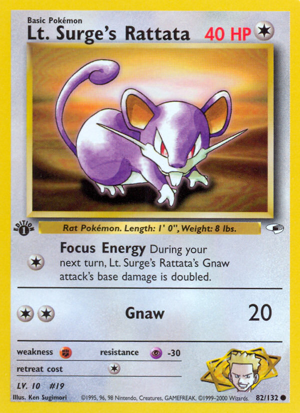 Lt. Surge's Rattata (82/132) [Gym Heroes 1st Edition] | Good Games Cannington