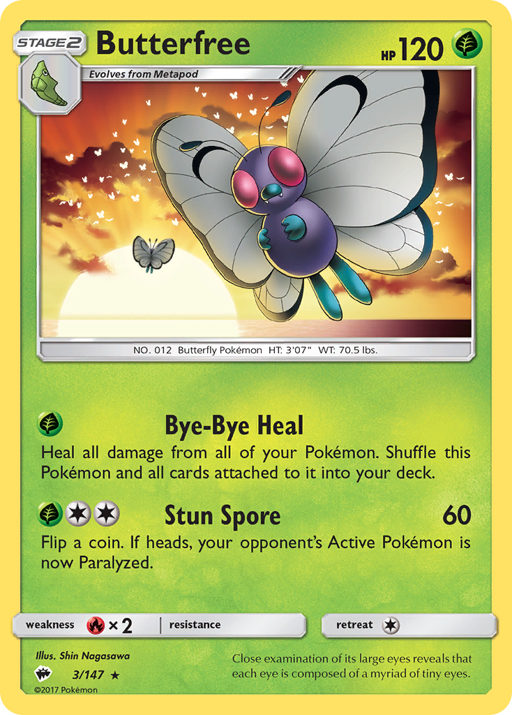 Butterfree (3/147) [Sun & Moon: Burning Shadows] | Good Games Cannington