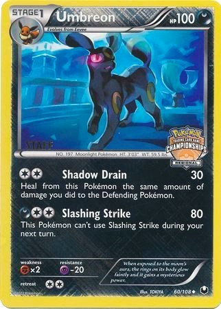 Umbreon (60/108) (Regional Championship Promo Staff) [Black & White: Dark Explorers] | Good Games Cannington