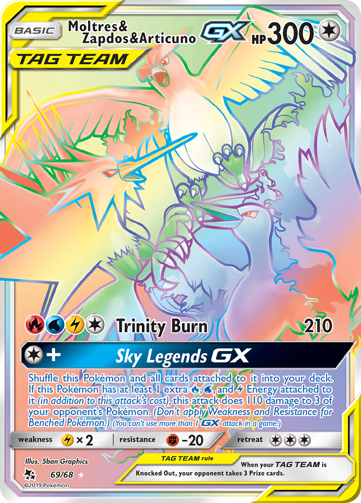 Moltres & Zapdos & Articuno GX (69/68) [Sun & Moon: Hidden Fates] | Good Games Cannington