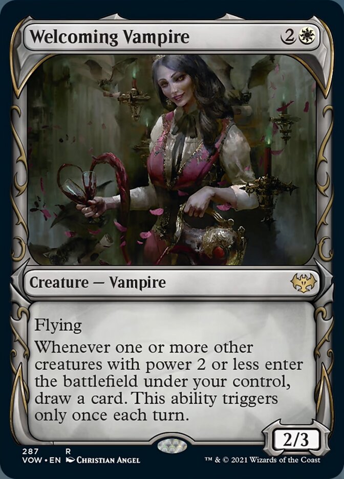 Welcoming Vampire (Showcase Fang Frame) [Innistrad: Crimson Vow] | Good Games Cannington
