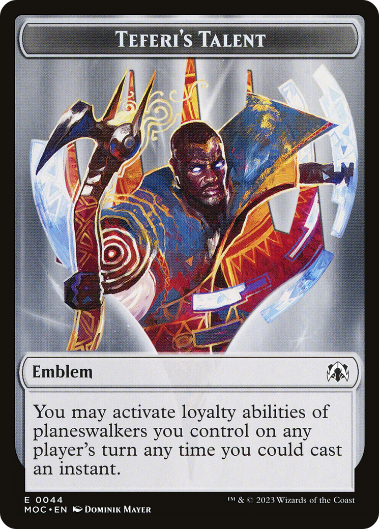 First Mate Ragavan // Teferi's Talent Emblem Double-Sided Token [March of the Machine Commander Tokens] | Good Games Cannington