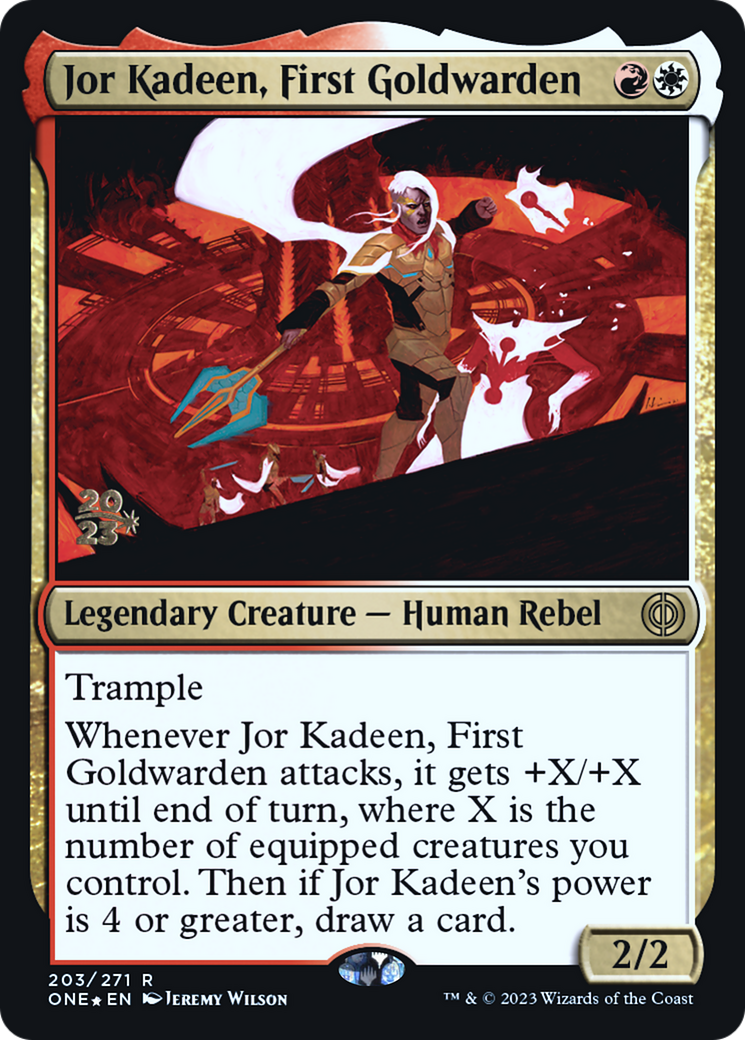 Jor Kadeen, First Goldwarden [Phyrexia: All Will Be One Prerelease Promos] | Good Games Cannington