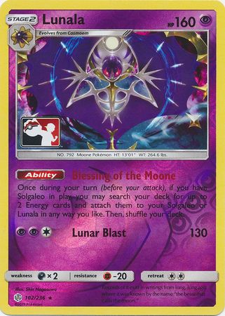 Lunala (102/236) (Pokemon Club Special Print) [Sun & Moon: Cosmic Eclipse] | Good Games Cannington
