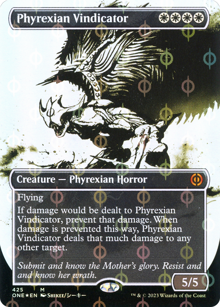 Phyrexian Vindicator (Borderless Ichor Step-and-Compleat Foil) [Phyrexia: All Will Be One] | Good Games Cannington