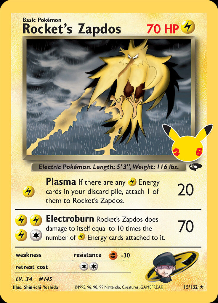 Rocket's Zapdos (15/132) [Celebrations: 25th Anniversary - Classic Collection] | Good Games Cannington