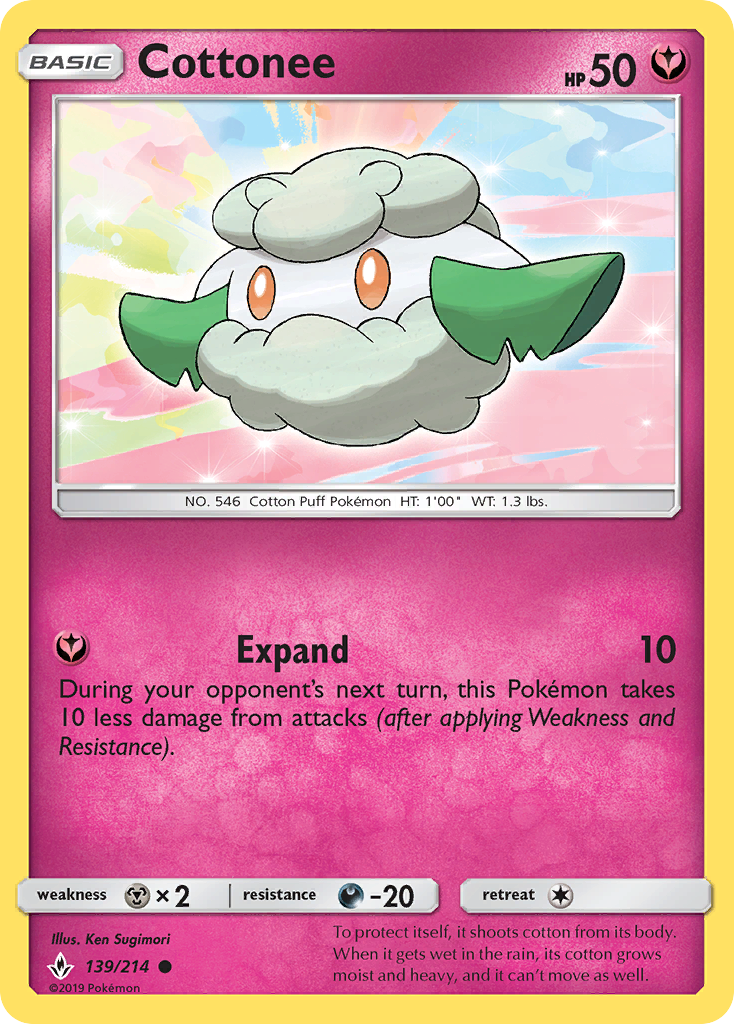 Cottonee (139/214) [Sun & Moon: Unbroken Bonds] | Good Games Cannington
