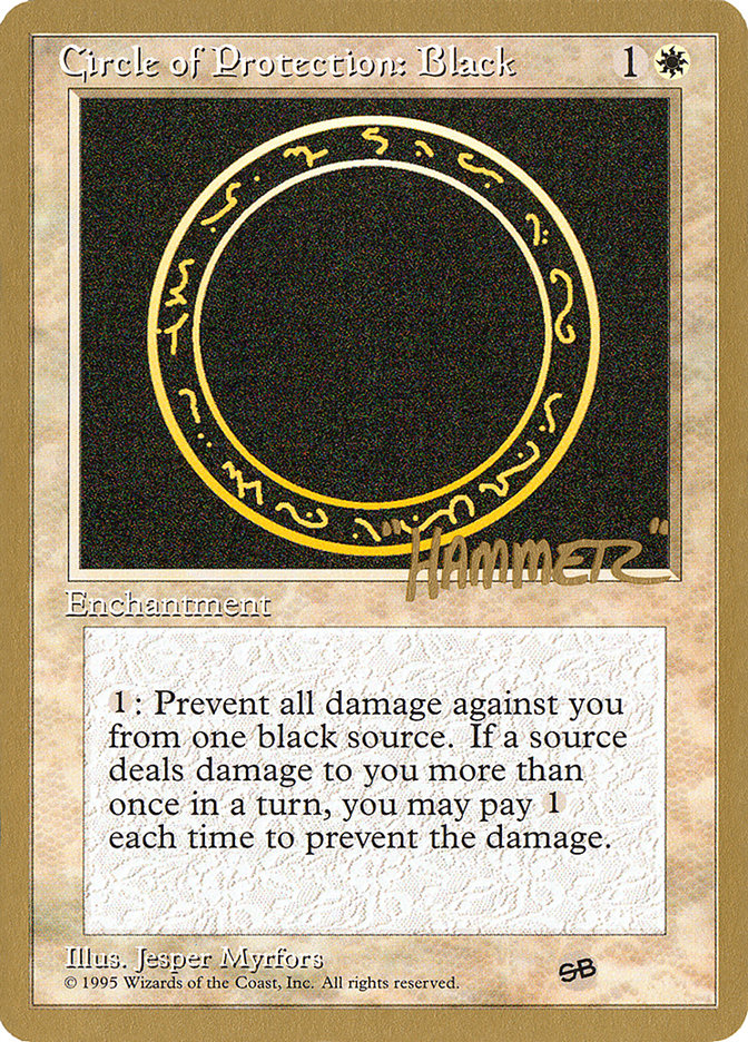 Circle of Protection: Black (Shawn "Hammer" Regnier) (SB) [Pro Tour Collector Set] | Good Games Cannington