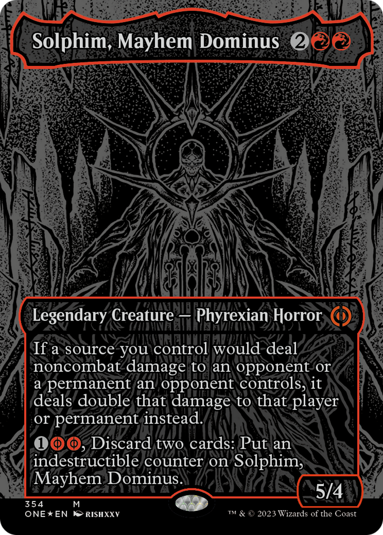 Solphim, Mayhem Dominus (Oil Slick Raised Foil) [Phyrexia: All Will Be One] | Good Games Cannington