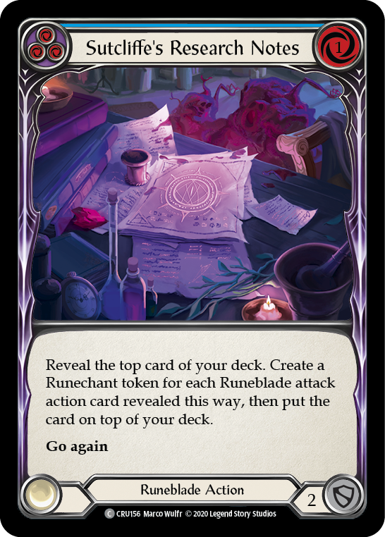 Sutcliffe's Research Notes (Blue) [CRU156] 1st Edition Rainbow Foil | Good Games Cannington