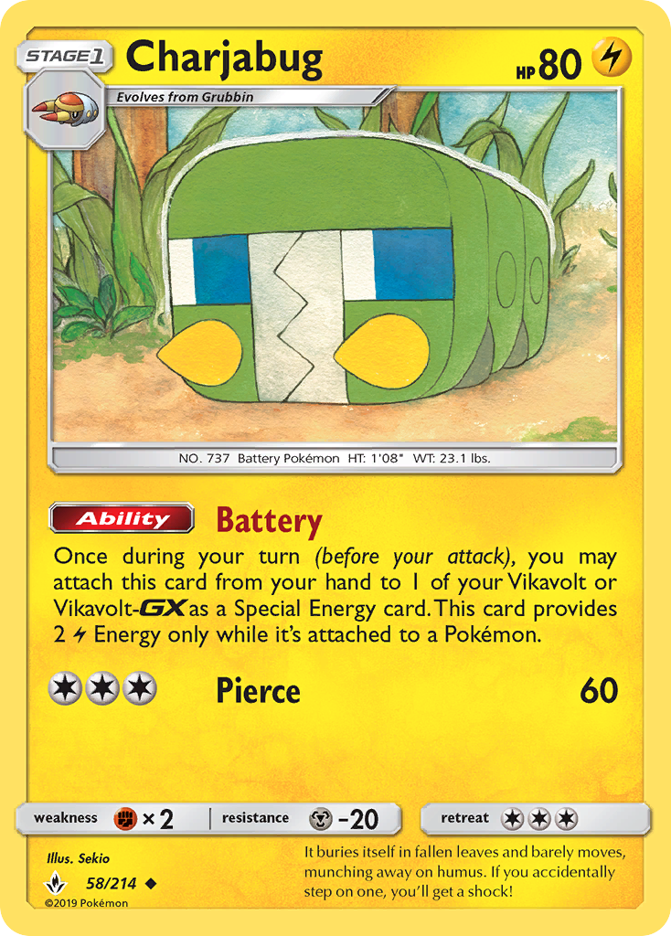 Charjabug (58/214) [Sun & Moon: Unbroken Bonds] | Good Games Cannington