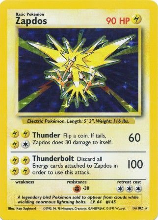 Zapdos (16/102) [Base Set Unlimited] | Good Games Cannington