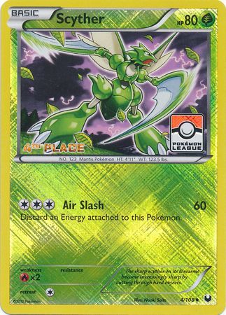 Scyther (4/108) (League Promo 4th Place) [Black & White: Dark Explorers] | Good Games Cannington