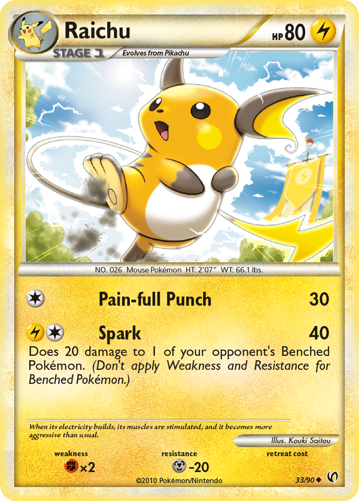 Raichu (33/90) [HeartGold & SoulSilver: Undaunted] | Good Games Cannington