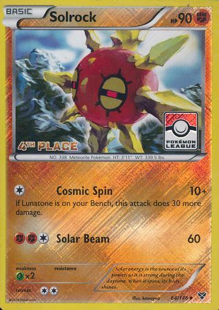 Solrock (64/146) (4th Place League Challenge Promo) [XY: Base Set] | Good Games Cannington