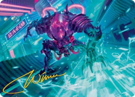 Surgehacker Mech Art Card (Gold-Stamped Signature) [Kamigawa: Neon Dynasty Art Series] | Good Games Cannington