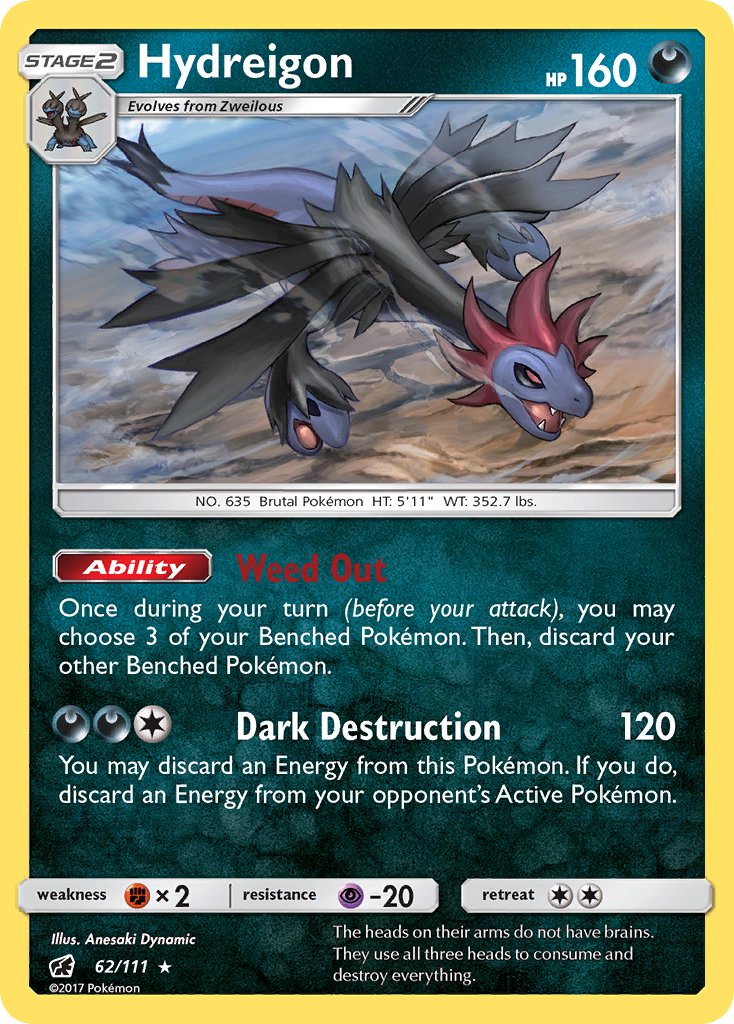 Hydreigon (62/111) (Cracked Ice Holo) (Theme Deck Exclusive) [Sun & Moon: Crimson Invasion] | Good Games Cannington