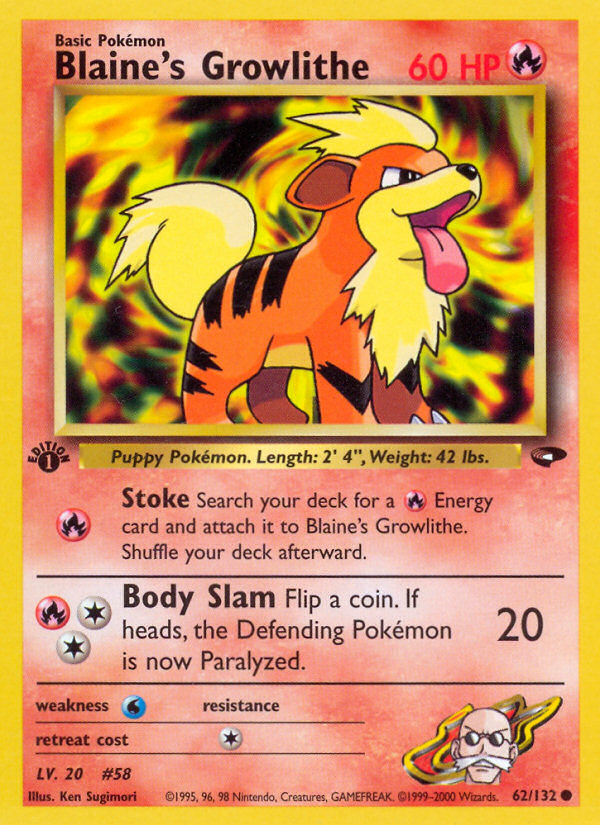 Blaine's Growlithe (62/132) [Gym Challenge 1st Edition] | Good Games Cannington