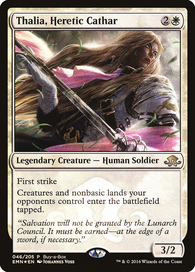 Thalia, Heretic Cathar (Buy-A-Box) [Eldritch Moon Promos] | Good Games Cannington
