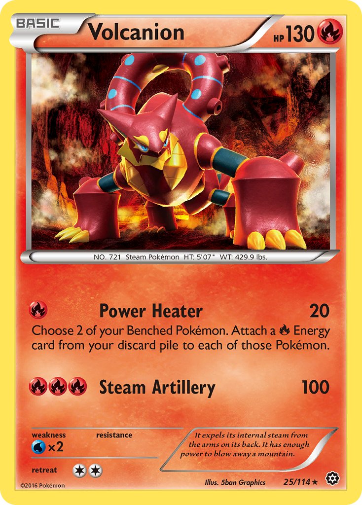 Volcanion (25/114) (Cracked Ice Holo) (Theme Deck Exclusive) [XY: Steam Siege] | Good Games Cannington