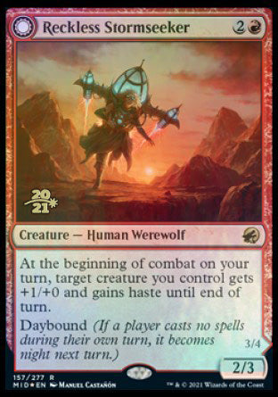 Reckless Stormseeker // Storm-Charged Slasher [Innistrad: Midnight Hunt Prerelease Promos] | Good Games Cannington