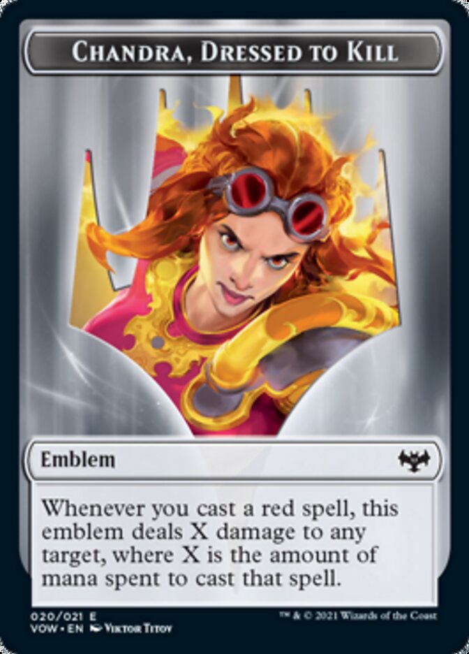 Chandra, Dressed to Kill Emblem [Innistrad: Crimson Vow Tokens] | Good Games Cannington